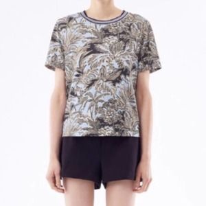 3.1 Phillip Lim Blue Floral Print Crew Neck Size Medium